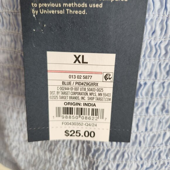 Womens Light Blue Smocked Crop Top Eyelet Flutter Sleeves Universal Thread XL - Picture 3 of 9